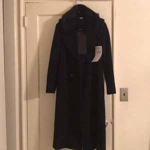 Planet London wool coat with fur collar